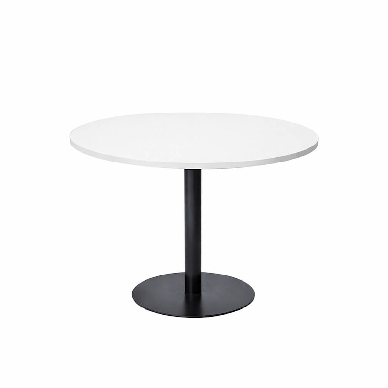 Møde/spisebord Xpo hvid plad sort stel /Ø110