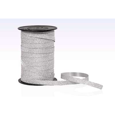 Gavebånd glitter sølv 10mmx100m nr. 05