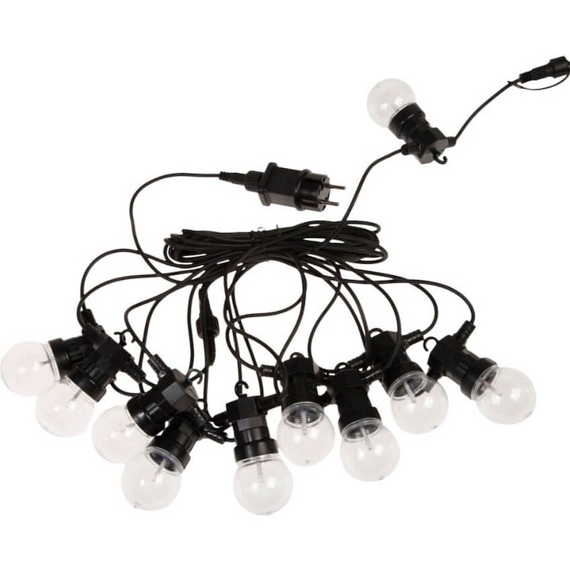 Julepynt lyskæde 10 LED pærer 3m udendørs sort