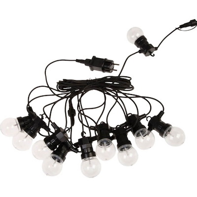 Julepynt lyskæde 10 LED pærer 3m udendørs sort