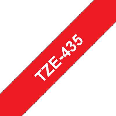 Labeltape Brother TZe435 12mm hvid på rød
