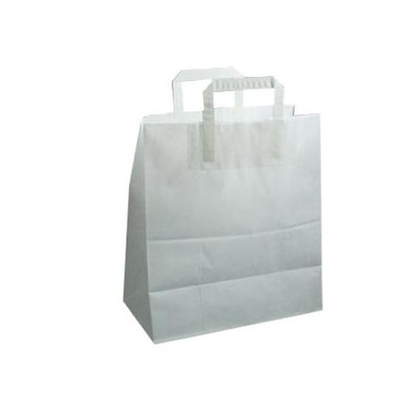 Bærepose papir hvid 25L 70g 320/160x390mm 250stk/pak