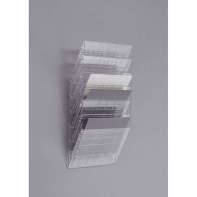 Brochureholder Flexiboxx A4 klar 6 fag liggende t/væg