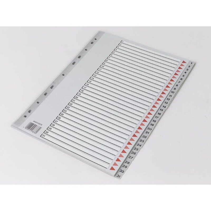 Plastregister Q-Line A4 1-31 grå m/kartonforblad 17876