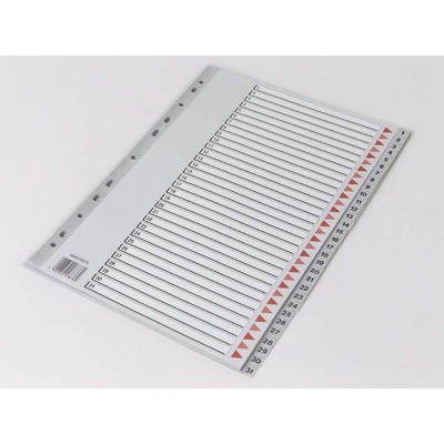 Plastregister Q-Line A4 1-31 grå m/kartonforblad 17876