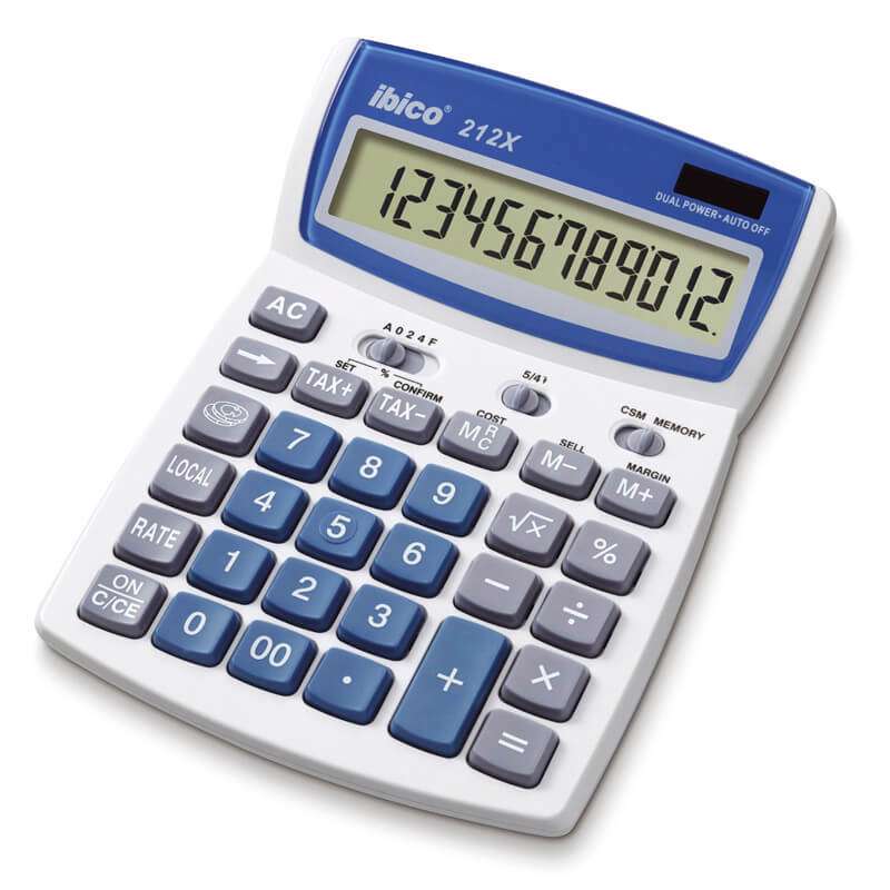 Lommeregner Ibico 12 cifre Euro 212X hvid/blå