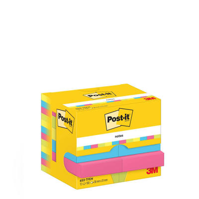 Post-it blok 653 38x51mm neon 4 ass farver 12blk/pk.