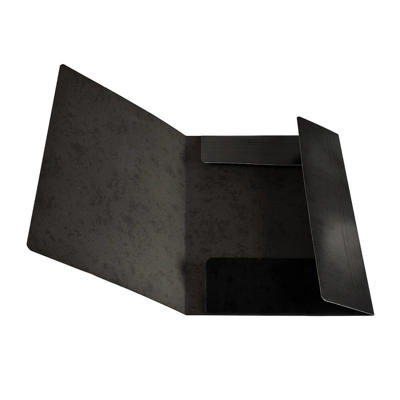 Mappe Q-Line A4 m/elastik karton m/3 klapper sort