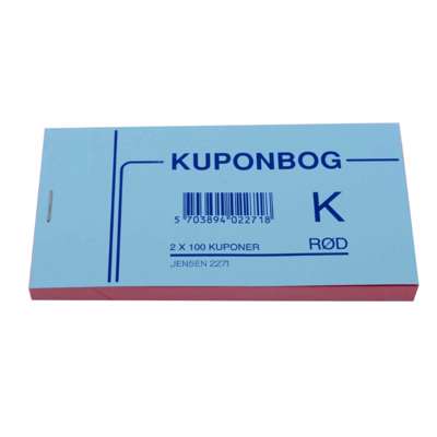 Kuponbog 2271 130x70 mm rød