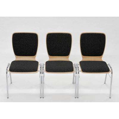 Stabelstol LifeTime Elegance krom stel polster sæde/ryg sort