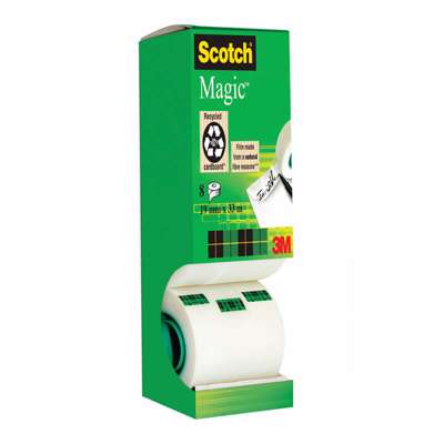 Tape Magic 810 19mmx33m Klar 8stk/pk.
