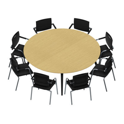 Konferencebord Dencon XL 1901 Ø200 HPL eg/sort