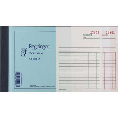 Regningsblok 10002 108x148 mm 50 bl m/kopi