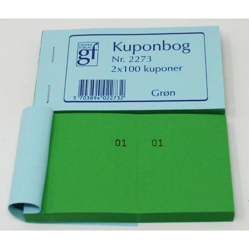 Kuponbog 2273 130x70 mm grøn