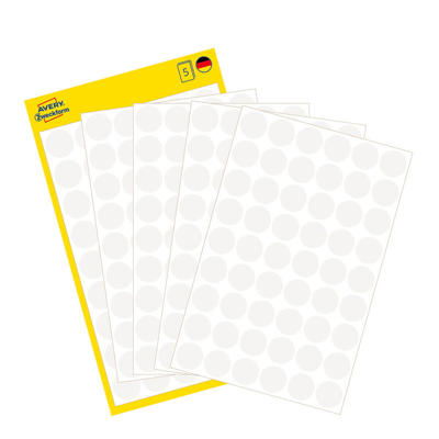 Etiket Avery hvid Ø12mm 3145 270stk/pak