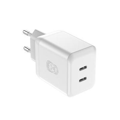 Oplader Upström Cirkulär dual USB-C 35W hvid