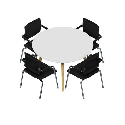 Konferencebord Dencon XL 1920 Ø120 HPL hvid/eg