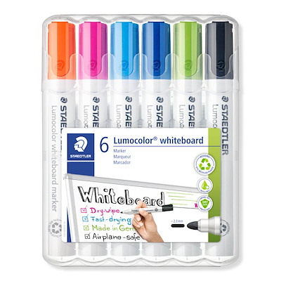 Whiteboard marker Staedtler 351WP6-1 ass Lumocolor 2mm rund