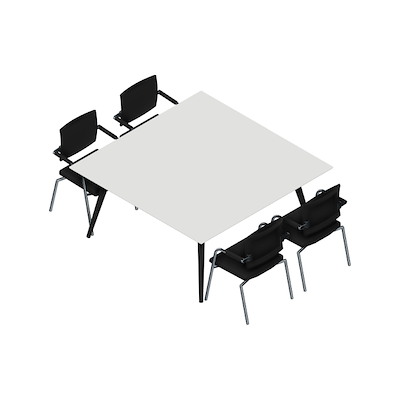 Konferencebord Dencon XL 1912 160x160 HPL hvid/sort