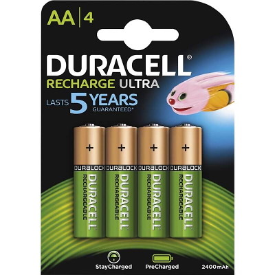 Batteri Duracell genopladelig AA 2400mAh 4stk/pk