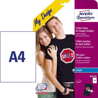 Transfer papir Avery til mørk tekstil A4 1stk/ark 4ark/pak