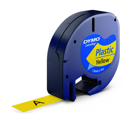 Labeltape DYMO LetraTAG 12mmx4m gul plasttape