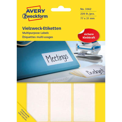Etiketter Avery hvid 77x31mm 3362 224stk/pak