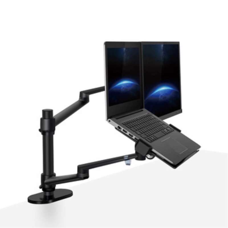 Monitorarm Noah justerbar dual 360gr, sort