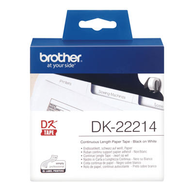 Label Brother hvid DK22214 30,48mx12mm papirtape