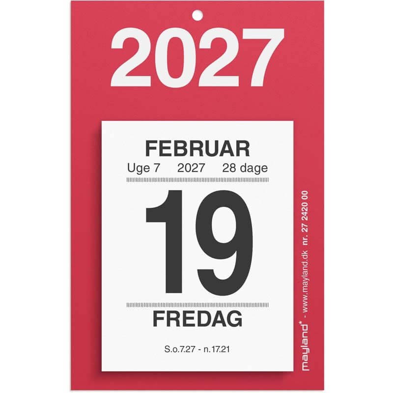 Lille afrivningskalender 2027 Mayland m/bagsidetekst