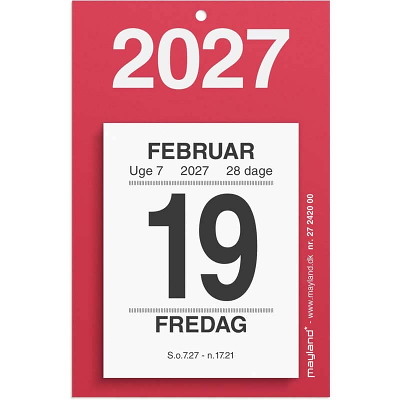 Lille afrivningskalender 2027 Mayland m/bagsidetekst