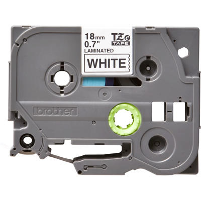 Labeltape Brother TZe241 18mm sort på hvid lamineret