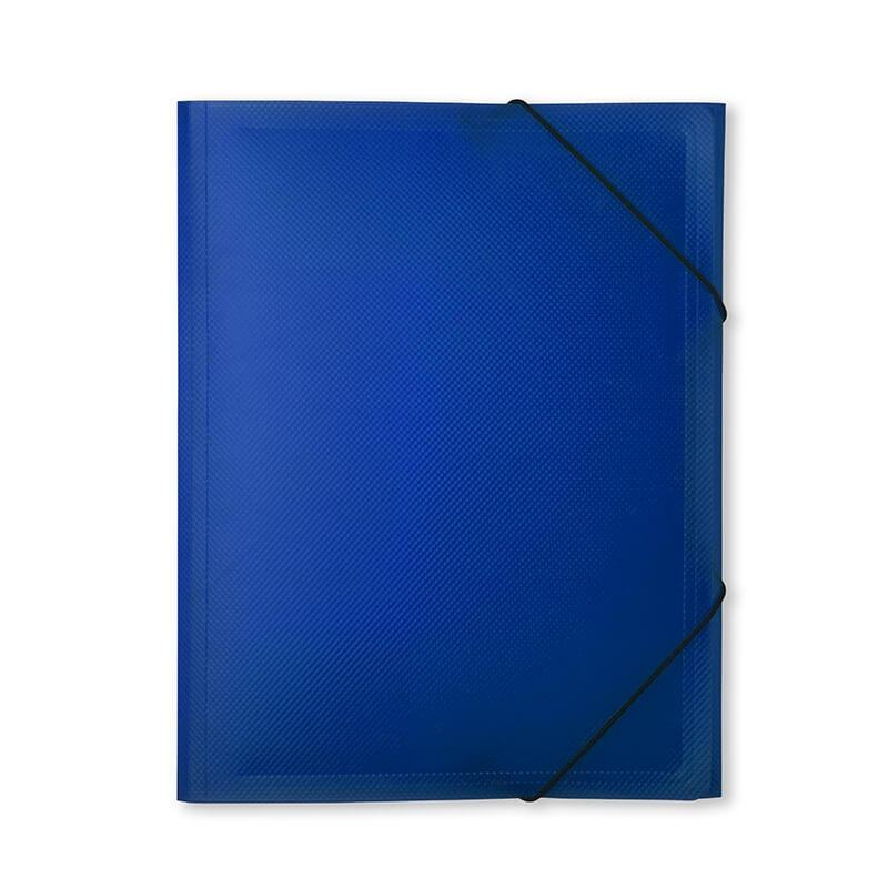 Samlemappe A4 plast m/ 3 klapper, transp. marineblå