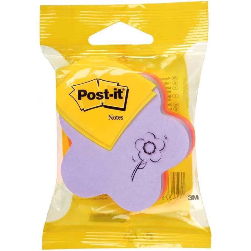 Post-it notes Kubus blomsterformet ass. farver