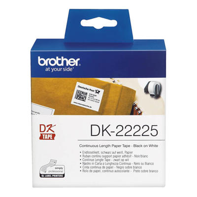 Label Brother hvid DK22225 38mm 30,48m papirtape