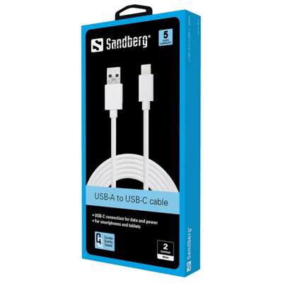 Adapter Sanberg USB-C 3.1 t/ USB-A 3.0 kabel hvid 2m