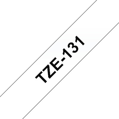Labeltape Brother TZe131 12mm sort på klar lamineret
