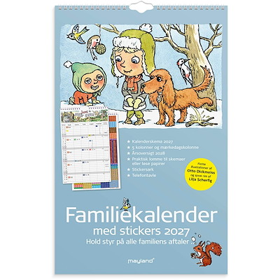 Familiekalender 2027 Mayland 5 kol. m. stickers