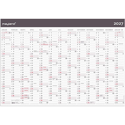 Kæmpekalender 2027 Mayland 1x13 mdr. papir Moderne rør