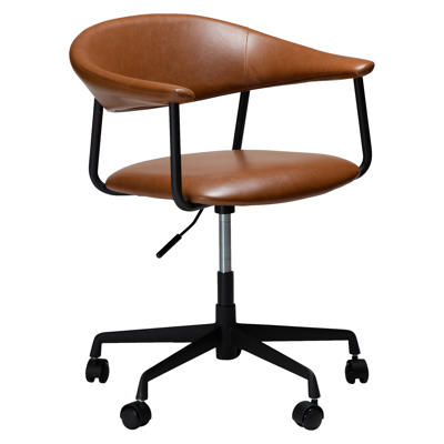 Kontorstol Rover Vintage lysbrun kunstlæder m.hjul /sort