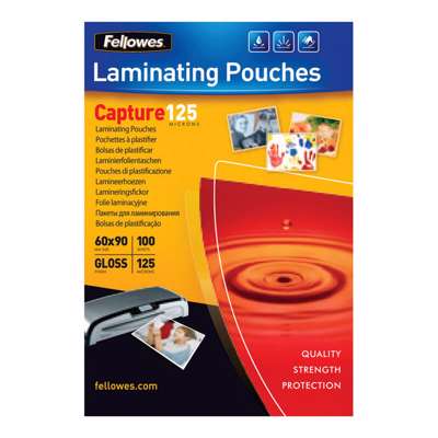 Lamineringslommer klar 125 mic. 60x90mm 100stk/pk