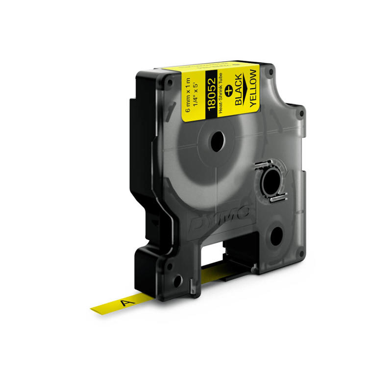 Labeltape DYMO Rhino 6mmx1,5m gul krympeflex