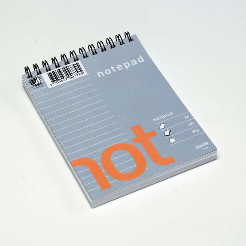 Notesblok Bantex A6 lin m/spiral topl.