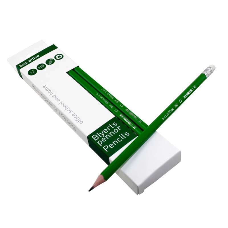 Blyant HB grøn m/viskelæder /12