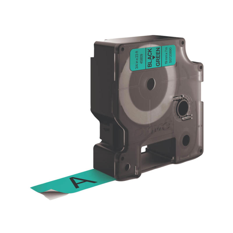 Labeltape DYMO D1 19mm sort på grøn