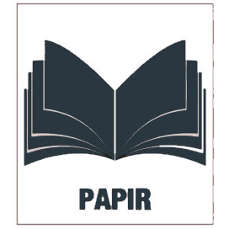 Piktogram affaldssortering Bica 15x15 PAPIR grå/klar