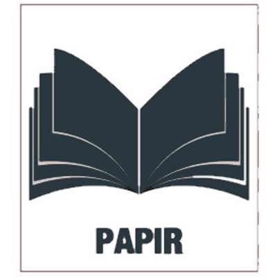 Piktogram affaldssortering Bica 15x15 PAPIR grå/klar