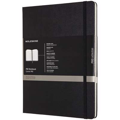 Notesbog Moleskine Pro hard linieret XL 19x25cm sort