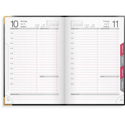 Årbog dagkalender sort kunstskind indbundet 2026