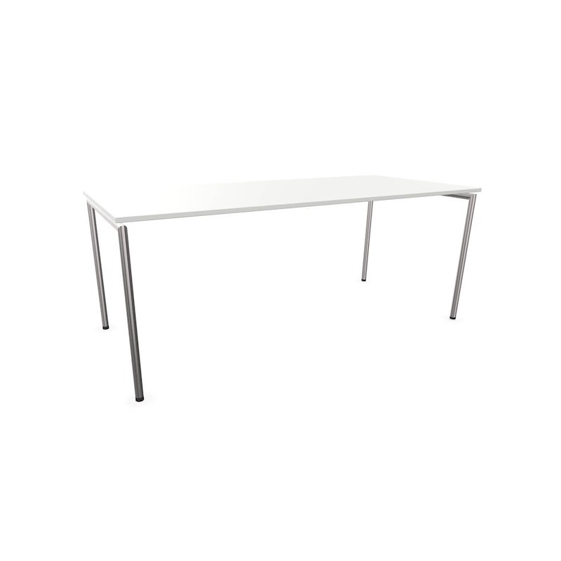 Kantinebord FourEating 180x80cm hvid lam,sort kant/krom stel